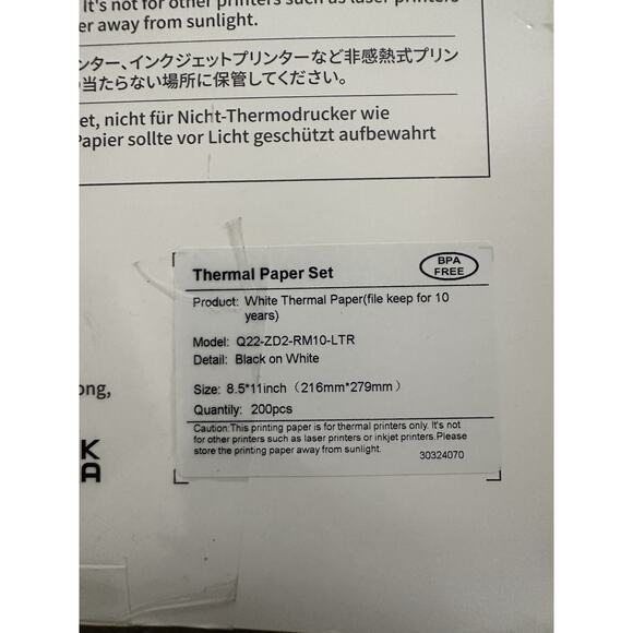 Phomemo Letter Thermal Printer Paper M08F , MT800/MT800Q 8.5" x 11", 200 Sheets - Picture 5 of 5
